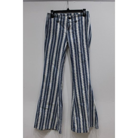 Free People Retro Striped Flare Leg jeans boho - Picture 14 of 15